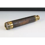19th / Early 20th century Brass and Leather covered Four-draw Telescope, 74cm extended