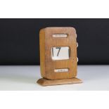 Early 20th century Oak Perpetual Desk Calendar with date, day and month apertures, 13.5cm high