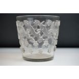 Rene Lalique ' Jurancon ' clear and frosted glass vase, relief moulded with leaping Ibexes,