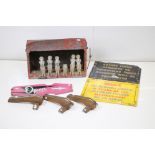 Mid 20th century Fairground Shooting Range Target with six figures set within a red metal case.,