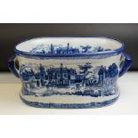 Blue & White Ironstone Foot Bath with typical transfer printed decoration, approximately 47cm wide