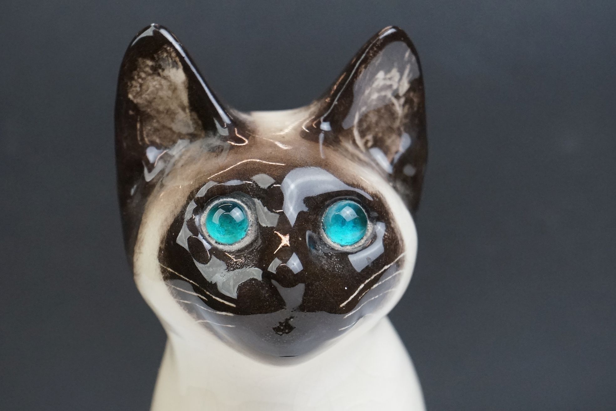 Winstanley pottery figure of a seated Siamese cat, with blue glass eyes, numbered 34, signed ' - Image 9 of 10