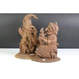 Pair of 19th century Cast Iron ' Mr Punch and Judy ' Doorstops, 27cm high