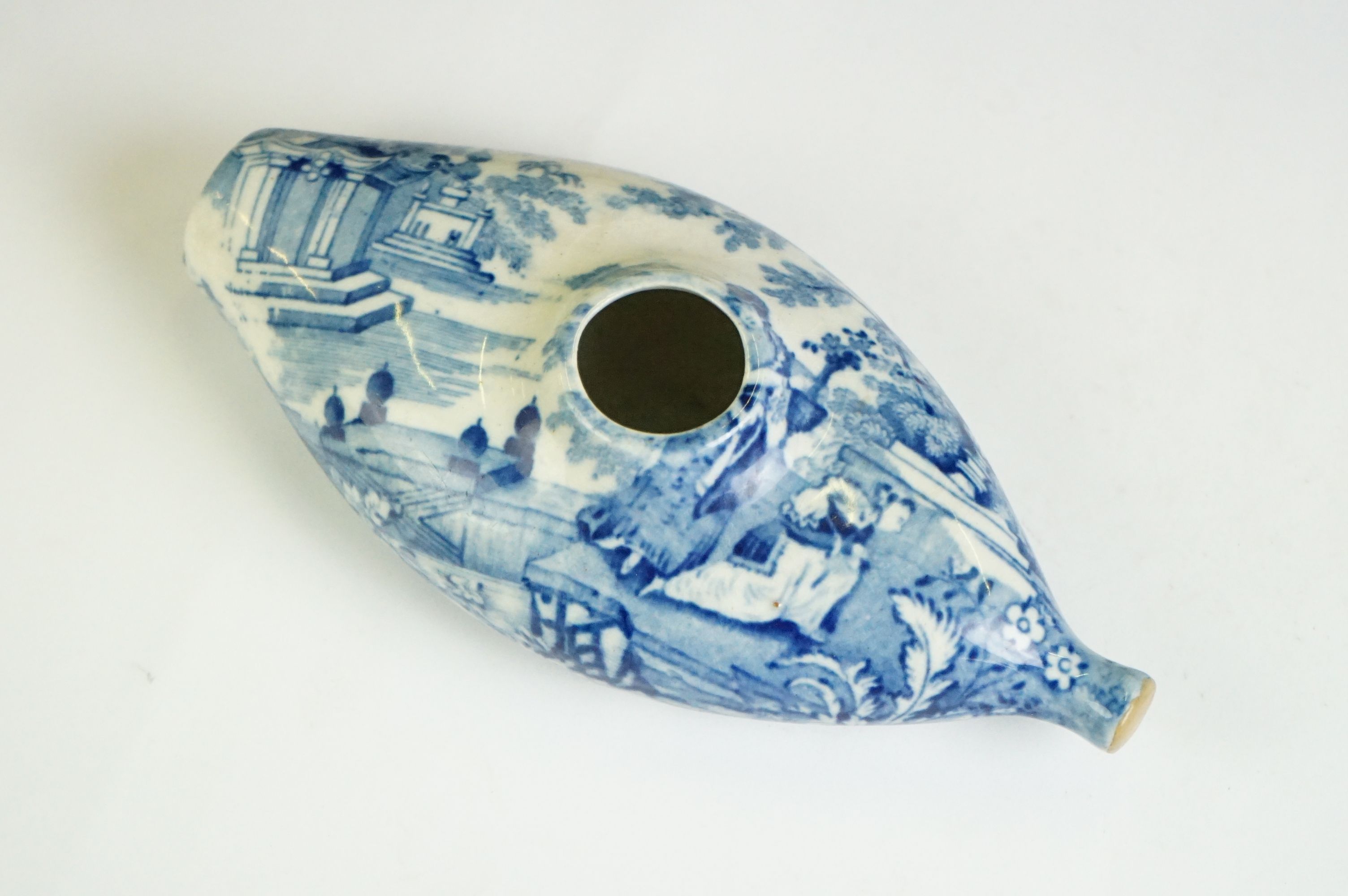 19th century Blue and White Transfer Printed Baby Feeder, `17cm long - Image 7 of 7