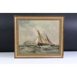 William Gibbons (fl 1858-1892), Oil Painting on Board of Sailing and Rowing Boats at Sea, signed