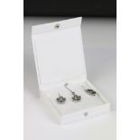 Fancy silver multi stone pendant and earring set