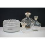 Lalique Frosted Glass ' Dahlia ' Dressing Jar / Powder Box, with label to side and etched Lalique