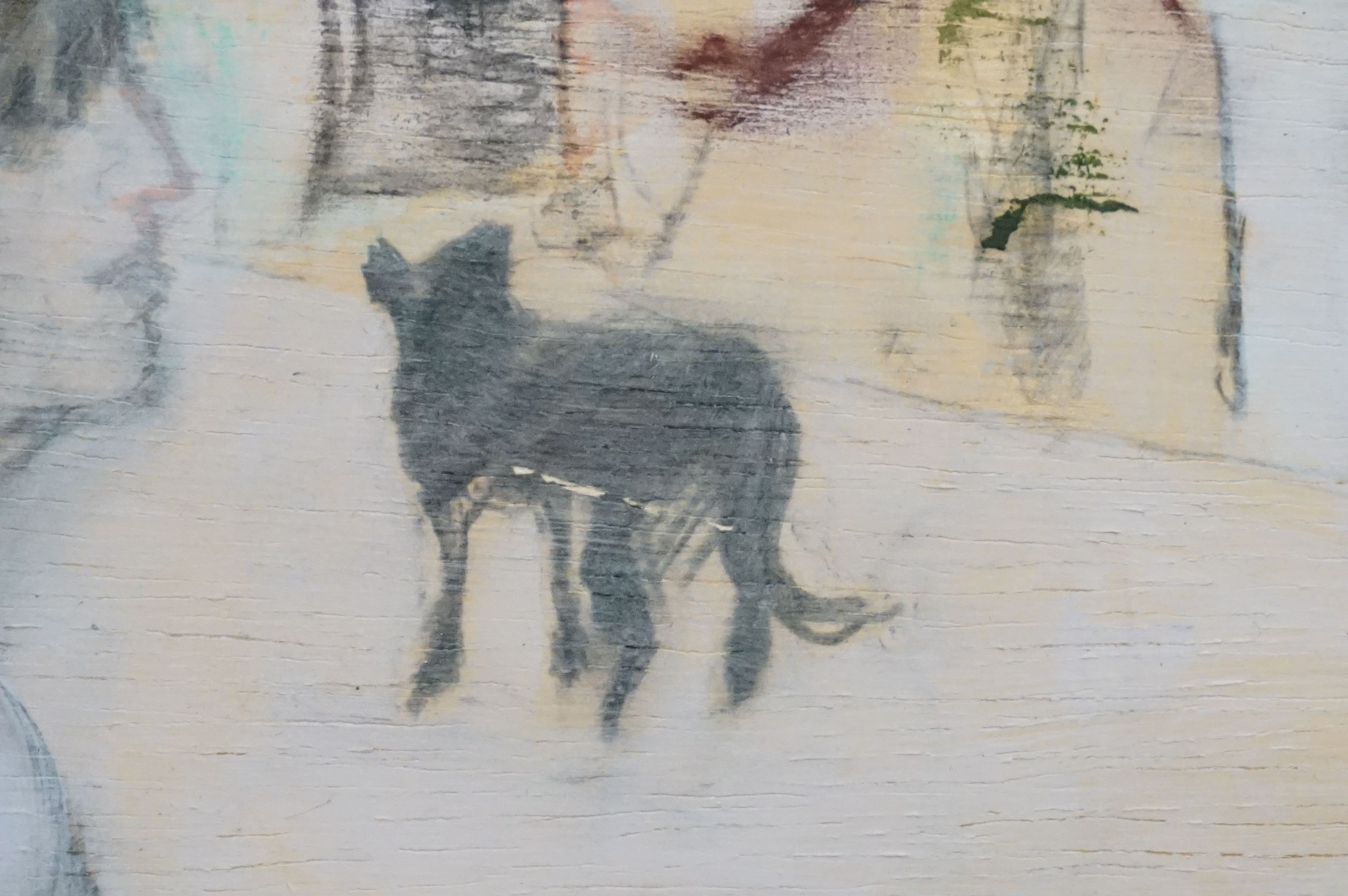 Isobel Macleod 20th century pastel and wash, scene with girls and dog, signed and dated, approx. - Image 5 of 10