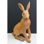 Suzie Marsh - Bisque sculpture of a hare perched on its haunches, limited edn 55/100, signed, 40cm