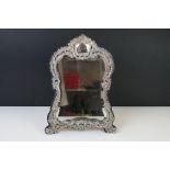 A fully hallmarked sterling silver easel backed table mirror, assay marked for Birmingham and