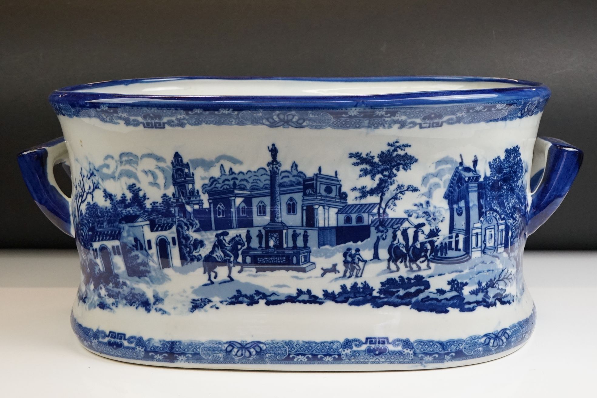 Blue & White Ironstone Foot Bath with typical transfer printed decoration, approximately 47cm wide - Image 9 of 10