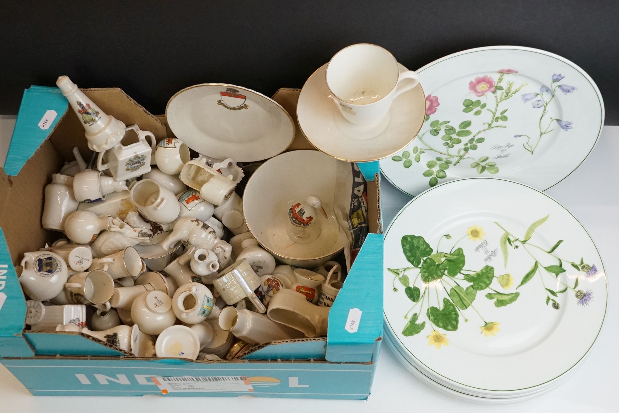 Collection of Crested Souvenir Ceramics together with Eight Portmeirion ' Welsh Wild Flowers '