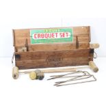 Jaques of London Croquet Set in it's original pine box, stamped to the outside and with paper