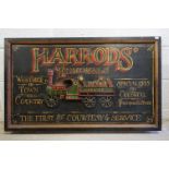 Painted Wooden Relief Reproduction Advertising Sign ' Harrods' Removals ', 61cm x 102cm