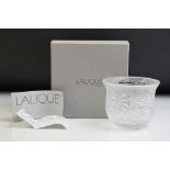 Lalique small ' Rosemary ' Clear and Frosted Bowl, etched Lalique France to base, boxed