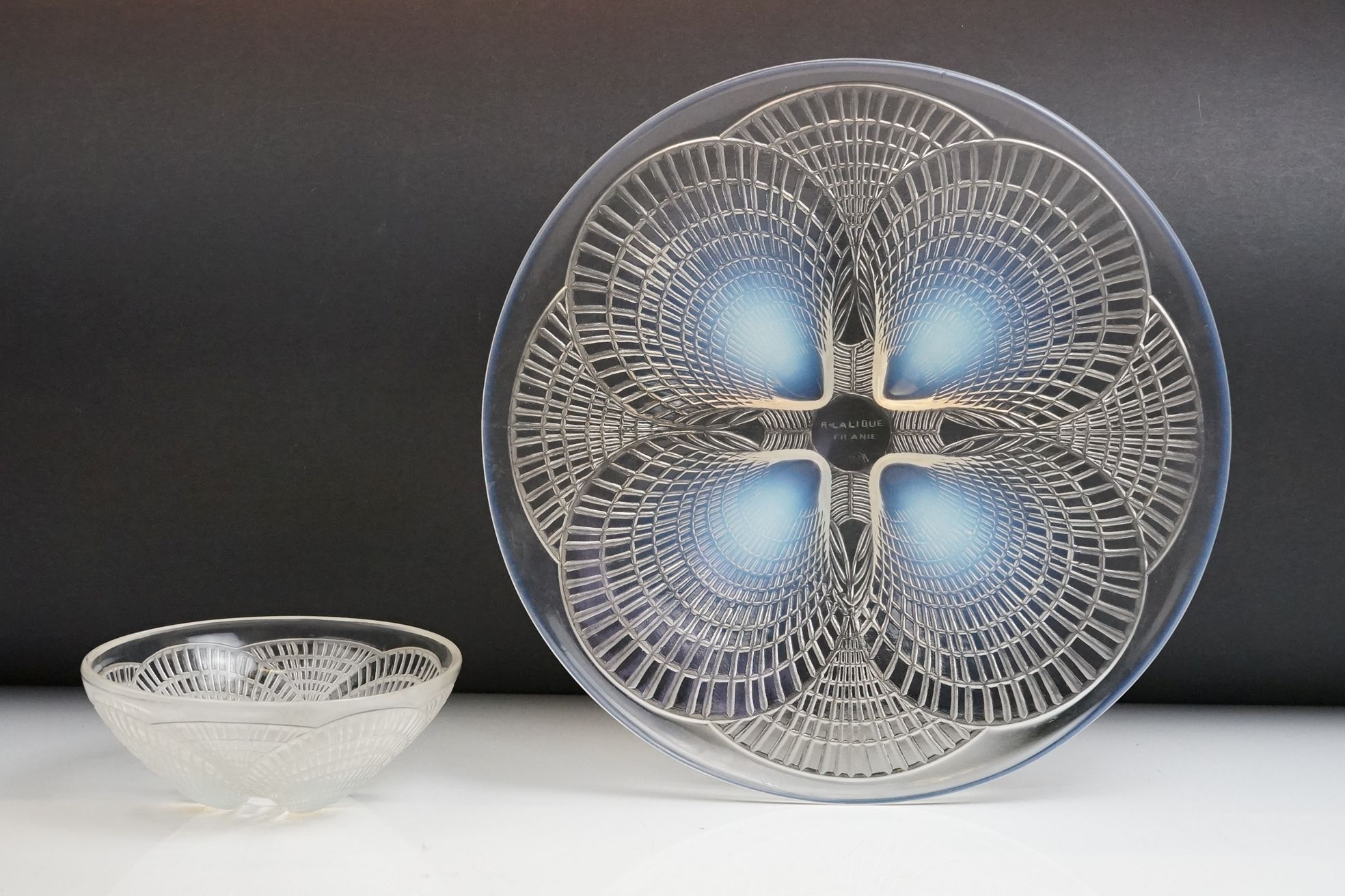 Rene Lalique - 'Coquilles' clear and opalescent glass plate, wheel cut mark 'R LALIQUE FRANCE' and