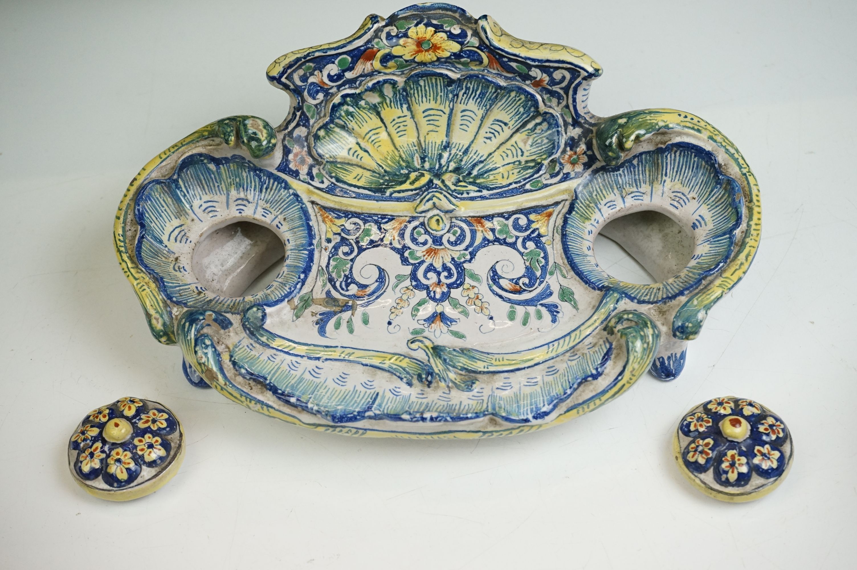 Mixed lot including Four Millefiori Glass Paperweights, Faience Double Inkstand / Standish, - Image 8 of 20