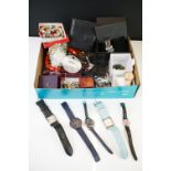 Box of assorted jewellery & watches