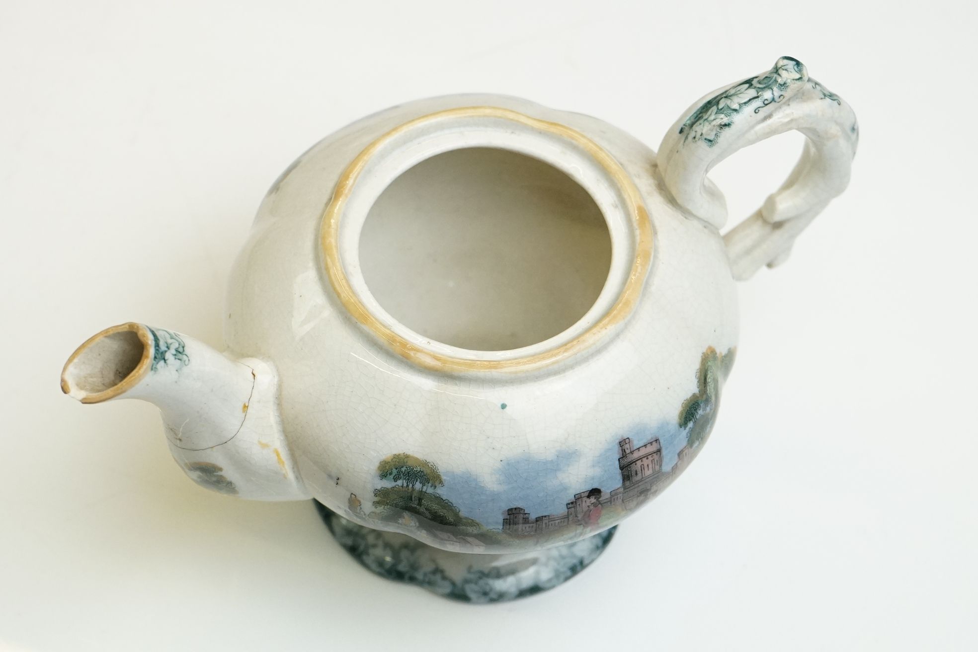 19th century Staffordshire Pottery Child's part Tea Set with transfer decoration of a goat pulling a - Image 4 of 10