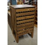 Pine seven drawer farmhouse apple / vegetable storage rack, 65cm wide x 119cm high