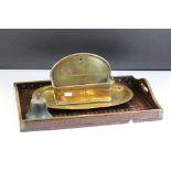 A small group of mixed collectables to include a wooden serving tray with inlayed decoration,