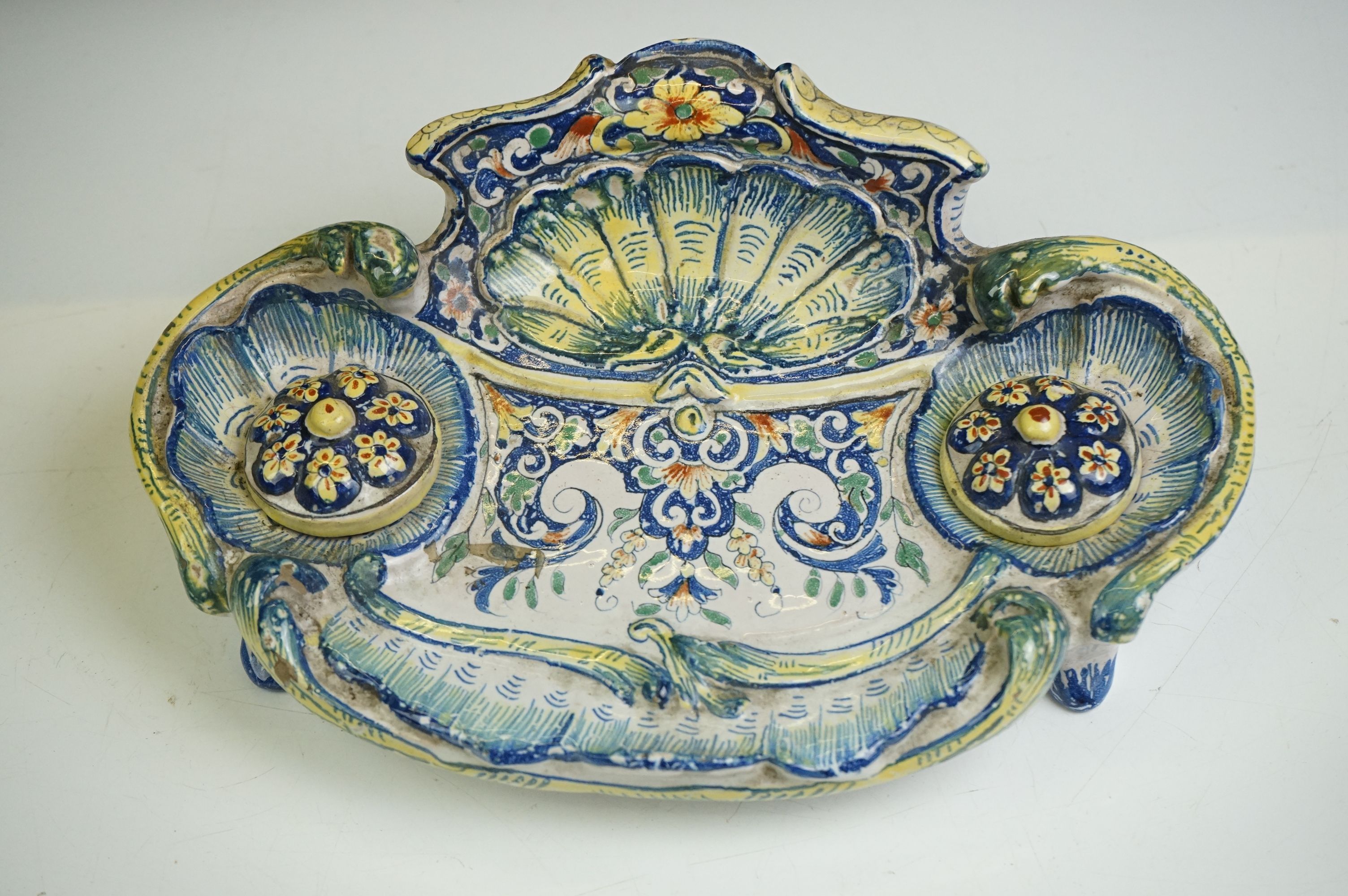 Mixed lot including Four Millefiori Glass Paperweights, Faience Double Inkstand / Standish, - Image 7 of 20