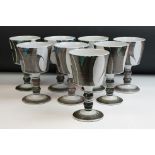 Set of Eight Aldermaston Pottery Goblets decorated by Edgar Campden, 16cm high