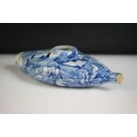 19th century Blue and White Transfer Printed Baby Feeder, `17cm long