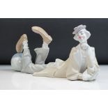 Lladro Reclining Clown porcelain figure, model no. 4618, gloss finish, approx 36.5cm long