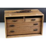 19th / Early 20th century Oak Engineers Four Drawer Cabinet with carrying handle to top, 46cm wide x