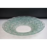 Rene Lalique 'Ormeaux' pattern blue stained glass dish, pre-1945, of wavy circular form with moulded