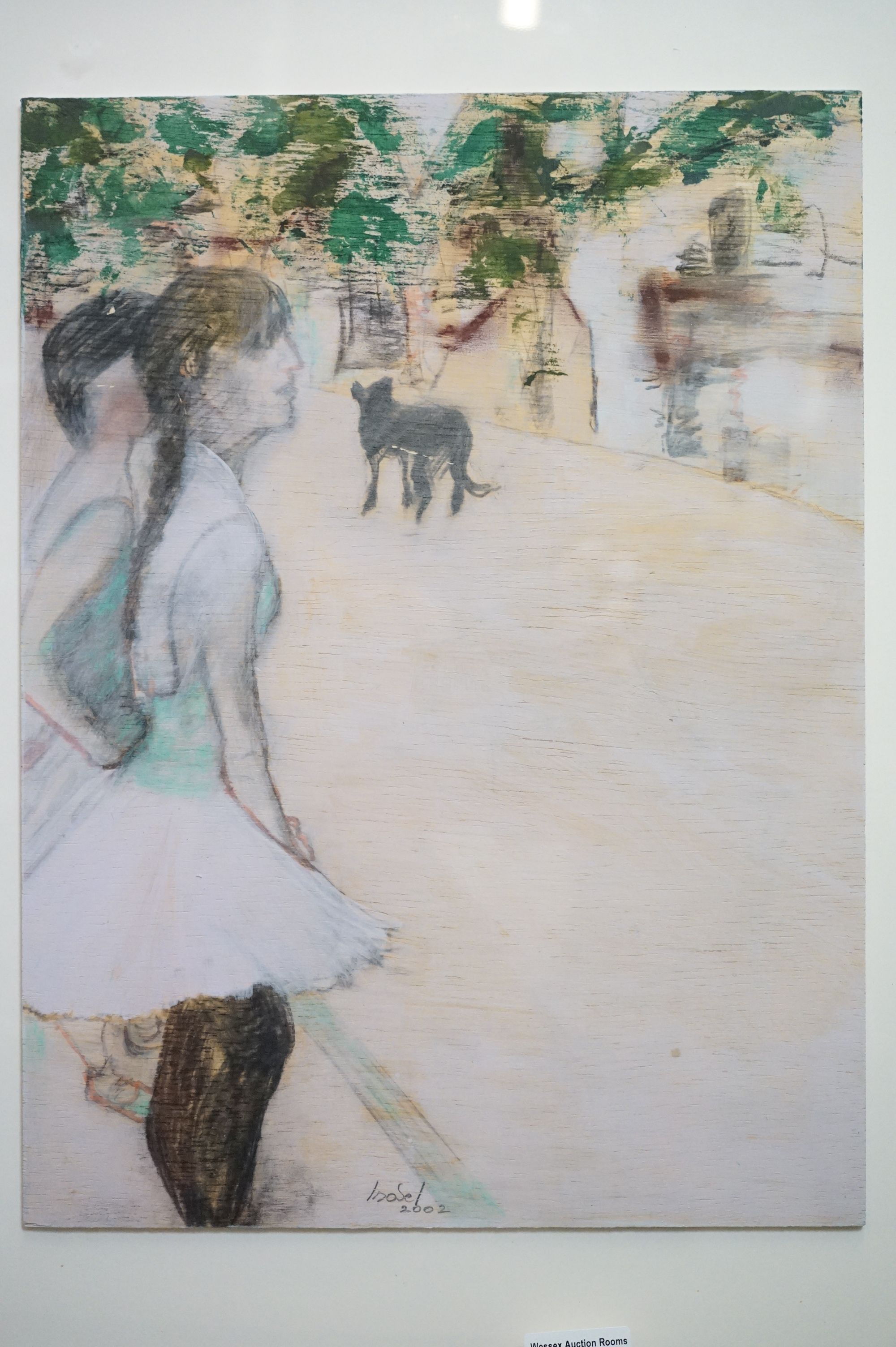 Isobel Macleod 20th century pastel and wash, scene with girls and dog, signed and dated, approx. - Image 2 of 10