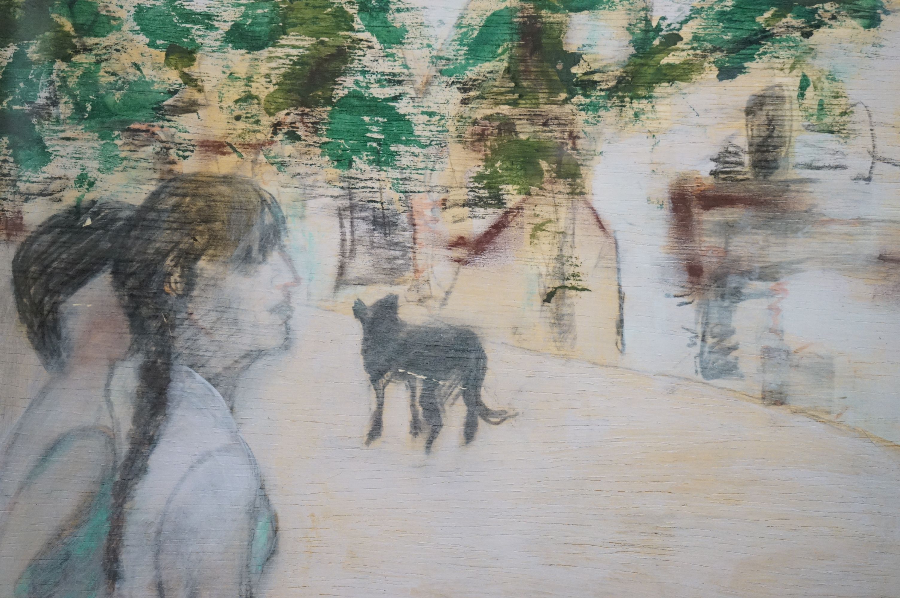 Isobel Macleod 20th century pastel and wash, scene with girls and dog, signed and dated, approx. - Image 3 of 10