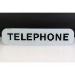 Glass ' Telephone ' Sign marked to top left corner 78AFND, 62cm x 14cm