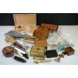 Box of mixed collectables to include silver plated cutlery, trinket boxes, costume jewellery,