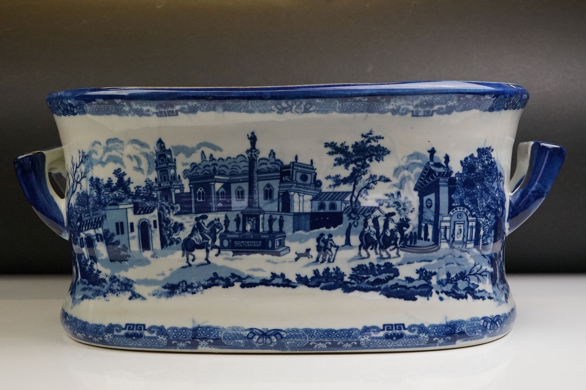 Blue & White Ironstone Foot Bath with typical transfer printed decoration, approximately 47cm wide - Image 2 of 10
