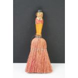 Italian ' Anri ' Carved Folk Art Table Brush, the handle carved and painted in the form of a man,