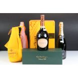 A collection of six bottles of Champagne to include Lanson, Laurent Perrier and Dom Perignon