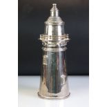 Large silver plated lighthouse cocktail shaker