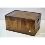 Bamboo covered Box with hinged lid, 59cm wide x 31cm high