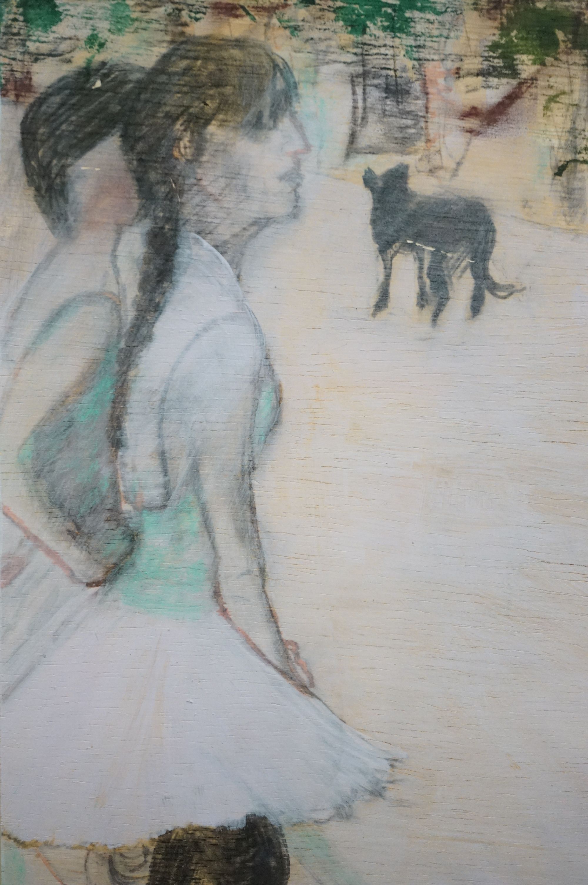 Isobel Macleod 20th century pastel and wash, scene with girls and dog, signed and dated, approx. - Image 4 of 10