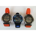 Three gents watches, to include Casio World Time etc