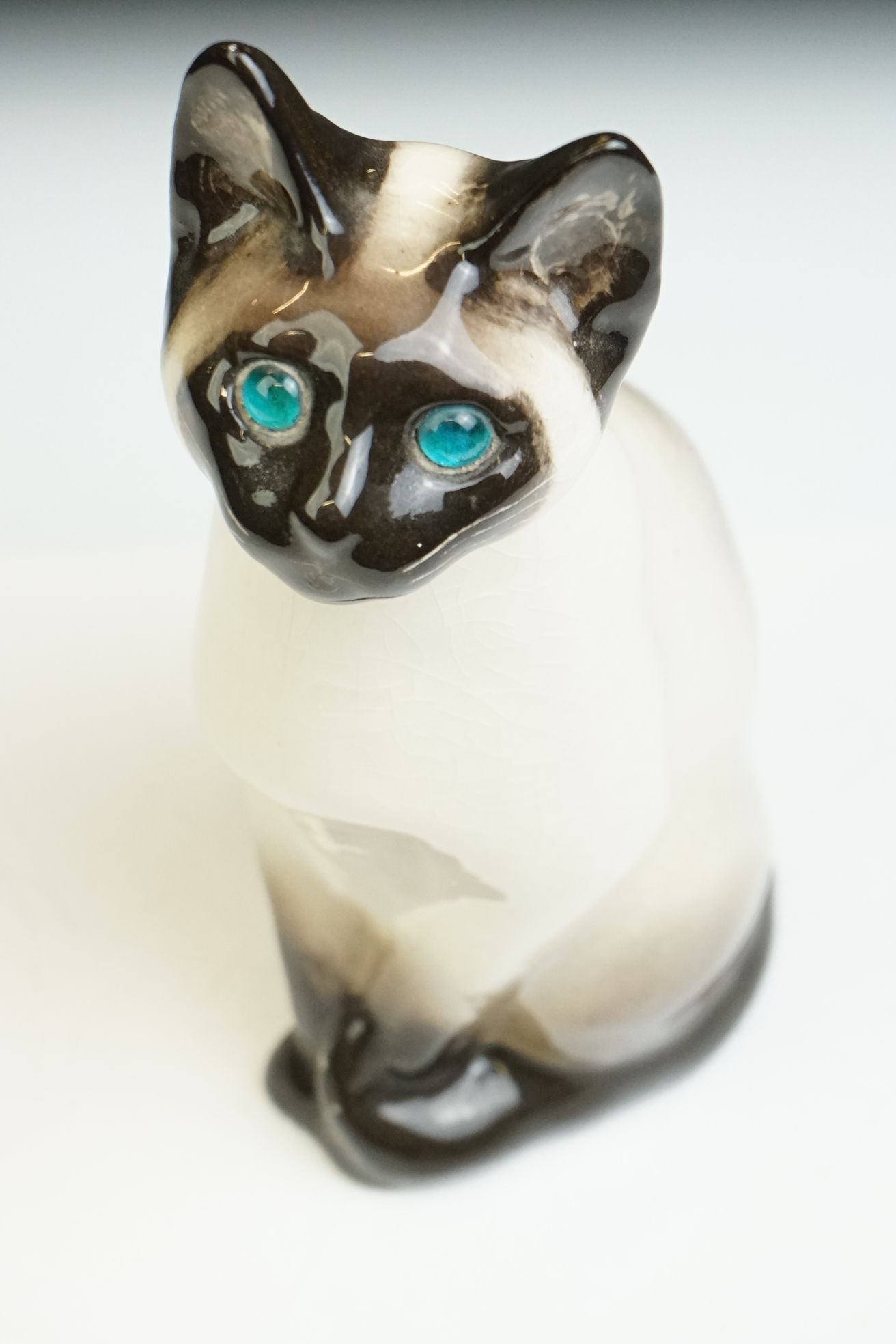 Winstanley pottery figure of a seated Siamese cat, with blue glass eyes, numbered 34, signed ' - Image 6 of 10