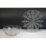 Rene Lalique ' Pissenlit No.1 ' clear & frosted glass bowl with moulded Dandelion leaf decoration,