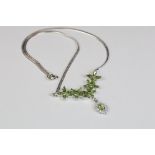 Silver peridot and CZ Belle Epoque style necklace