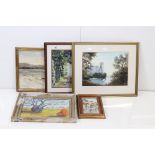 Group of framed oil paintings, watercolours etc, to include D P Cannon oil on board, a ball gouache,
