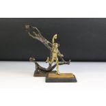 Bronze Sculpture of Two Football Players, 22cm high