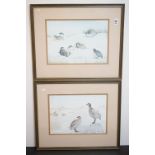 Pair of Priscilla Henley Signed Limited Edition Prints of Partridges and Quail Birds, no's.84/400,