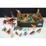 Collection of Plastic Dinosaurs and Farm Animals