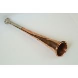 Henry Keats Copper Hunting Horn with nickel mouthpiece, approx 25cm in length.